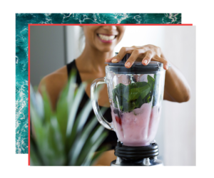woman making a smoothie