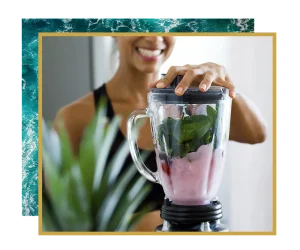 woman using a blender for a healthy smoothie