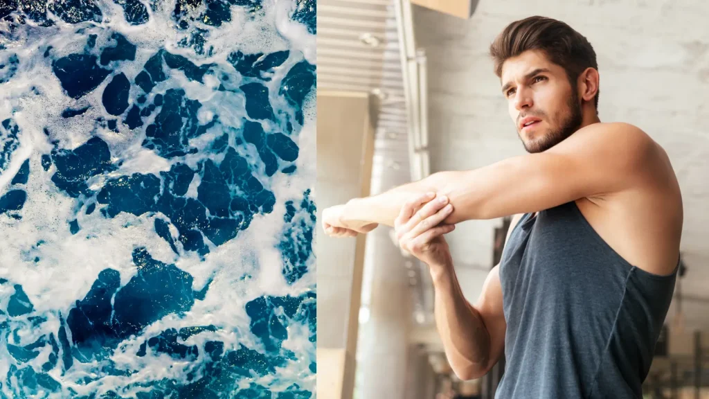 Healthy man stretching before a workout